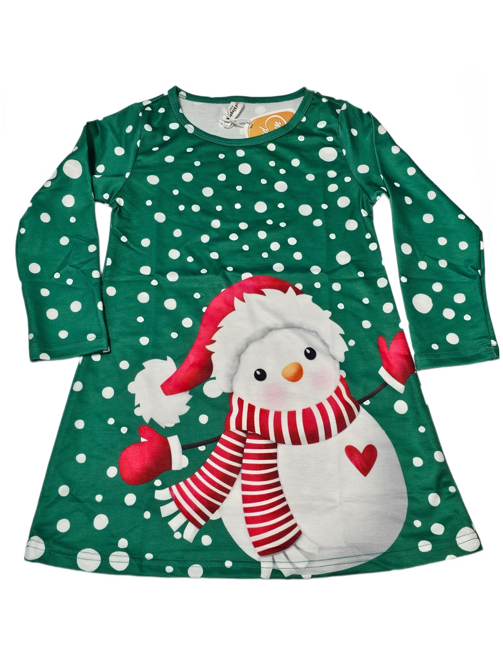 Girls Green Snowman Holiday Tunic Top Dress 5 Youth